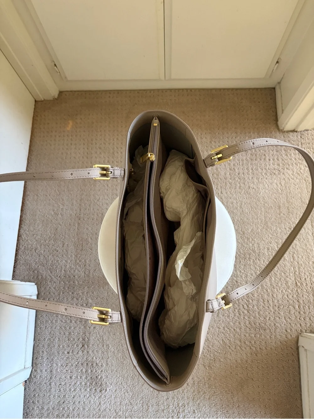 Tory Burch Leather Tote with Gold Logo